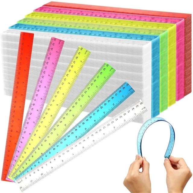 Main image of 600 Pack 12 Inch Plastic Rulers Bulk for Classroom Back to School