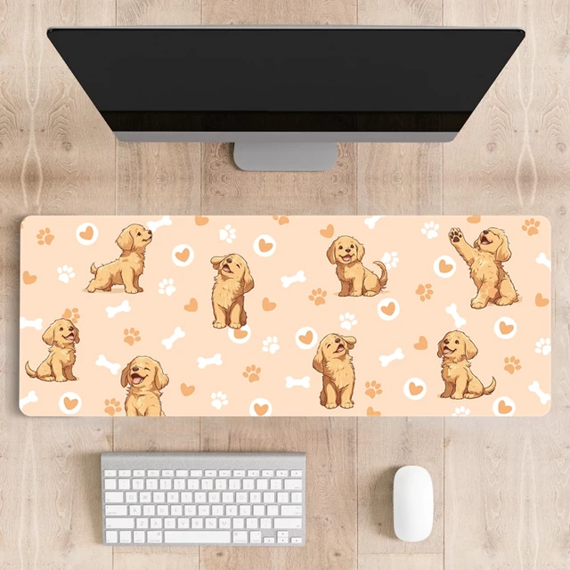 Alt view image 6 of 6 - Cute Desk Mat for Keyboard Desktop Extra Large Mouse Pad, Dog Desk Top Computer Deskmat, XL, XXL, Long, Aesthetic, Modern Girly Design, for Women, Girls, 30"x12"