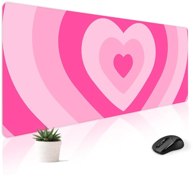 Main image of Cute Desk Mat for Keyboard Desktop Extra Large Mouse Pad, Heart Desk Top Computer Deskmat, XL, XXL, Long, Aesthetic, Modern Girly Design, for Women, Girls, 30"x12"