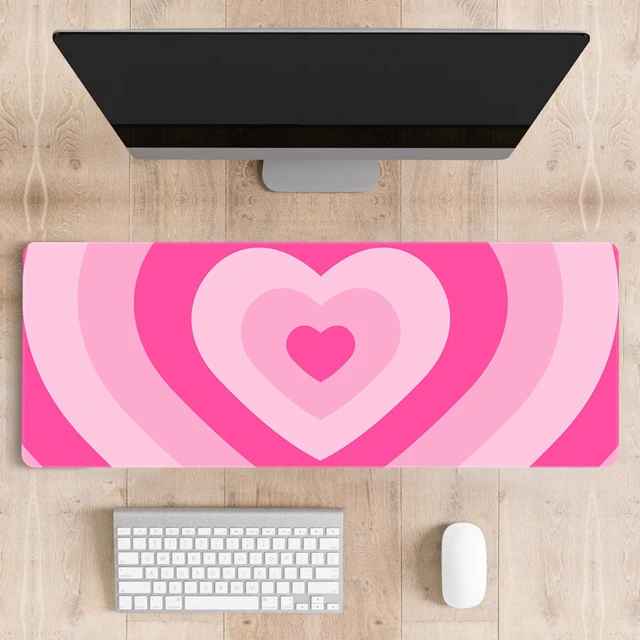 Alt view image 6 of 6 - Cute Desk Mat for Keyboard Desktop Extra Large Mouse Pad, Heart Desk Top Computer Deskmat, XL, XXL, Long, Aesthetic, Modern Girly Design, for Women, Girls, 30"x12"