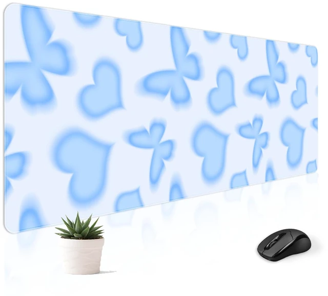 Main image of Cute Desk Mat for Keyboard Desktop Extra Large Mouse Pad, Butterfly Desk Top Computer Deskmat, XL, XXL, Long, Aesthetic, Modern Girly Design, for Women, Girls, 30"x12"
