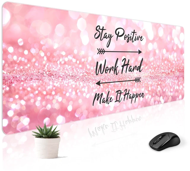 Main image of Cute Desk Mat for Keyboard Desktop Extra Large Mouse Pad, Quotes Desk Top Computer Deskmat, XL, XXL, Long, Aesthetic, Modern Girly Design, for Women, Girls, 30"x12"