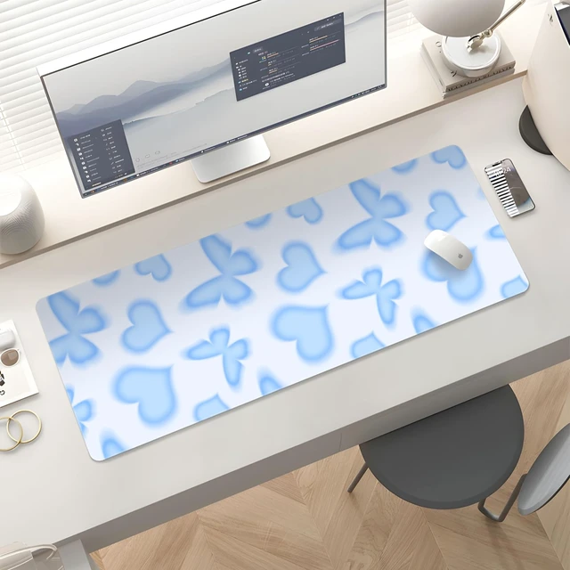 Alt view image 5 of 6 - Cute Desk Mat for Keyboard Desktop Extra Large Mouse Pad, Butterfly Desk Top Computer Deskmat, XL, XXL, Long, Aesthetic, Modern Girly Design, for Women, Girls, 30"x12"