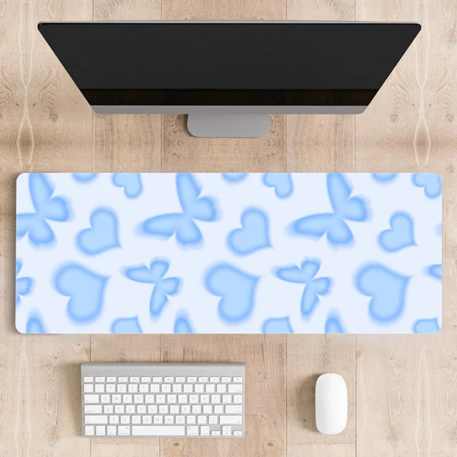 Alt view image 6 of 6 - Cute Desk Mat for Keyboard Desktop Extra Large Mouse Pad, Butterfly Desk Top Computer Deskmat, XL, XXL, Long, Aesthetic, Modern Girly Design, for Women, Girls, 30"x12"