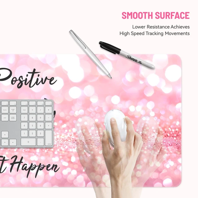 Alt view image 3 of 6 - Cute Desk Mat for Keyboard Desktop Extra Large Mouse Pad, Quotes Desk Top Computer Deskmat, XL, XXL, Long, Aesthetic, Modern Girly Design, for Women, Girls, 30"x12"