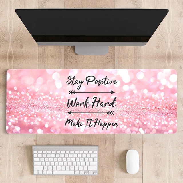 Alt view image 6 of 6 - Cute Desk Mat for Keyboard Desktop Extra Large Mouse Pad, Quotes Desk Top Computer Deskmat, XL, XXL, Long, Aesthetic, Modern Girly Design, for Women, Girls, 30"x12"
