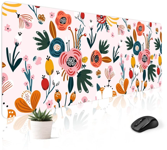Main image of Cute Desk Mat for Keyboard Desktop Extra Large Mouse Pad, Floral Desk Top Computer Deskmat, XL, XXL, Long, Aesthetic, Modern Girly Design, for Women, Girls, 30"x12"