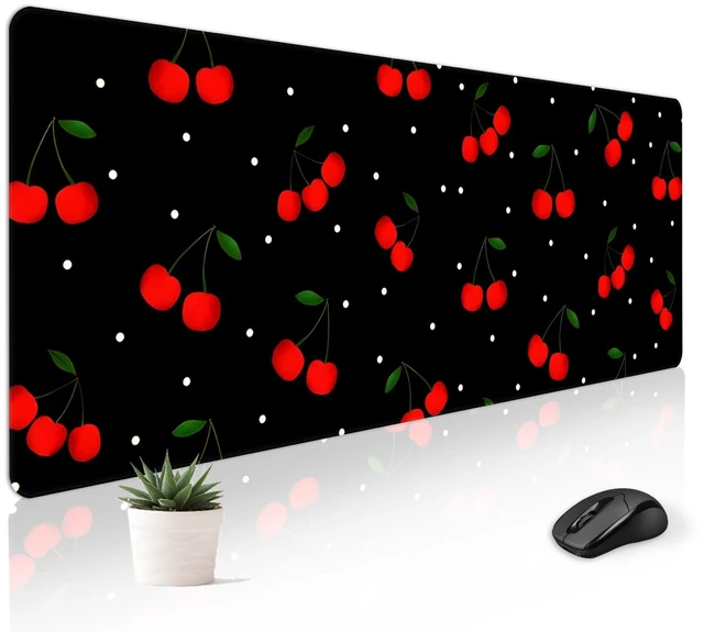 Main image of Cute Desk Mat for Keyboard Desktop Extra Large Mouse Pad, Cherry Desk Top Computer Deskmat, XL, XXL, Long, Aesthetic, Modern Girly Design, for Women, Girls, 30"x12"