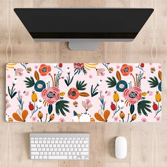 Alt view image 6 of 6 - Cute Desk Mat for Keyboard Desktop Extra Large Mouse Pad, Floral Desk Top Computer Deskmat, XL, XXL, Long, Aesthetic, Modern Girly Design, for Women, Girls, 30"x12"