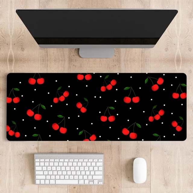 Alt view image 6 of 6 - Cute Desk Mat for Keyboard Desktop Extra Large Mouse Pad, Cherry Desk Top Computer Deskmat, XL, XXL, Long, Aesthetic, Modern Girly Design, for Women, Girls, 30"x12"