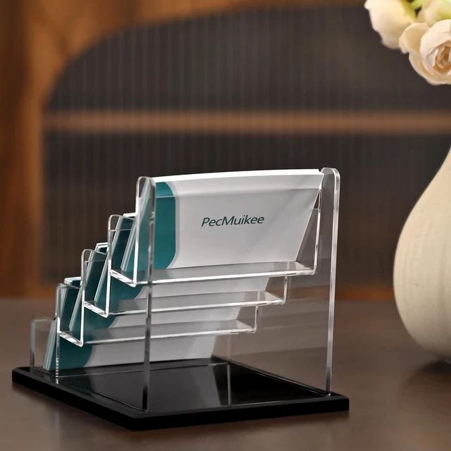 Alt view image 6 of 7 - Business Card Holder for DeskAcrylic Business Card Display Stand,Multiple Business Card Holders for Office, Exhibition, Home, Restaurant 4 Slot 1pcs Tier
