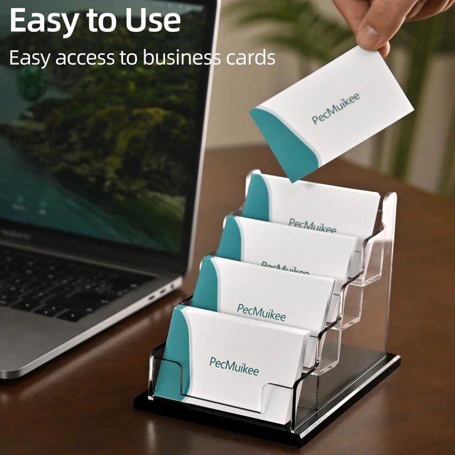 Alt view image 5 of 7 - Business Card Holder for DeskAcrylic Business Card Display Stand,Multiple Business Card Holders for Office, Exhibition, Home, Restaurant 4 Slot 1pcs Tier