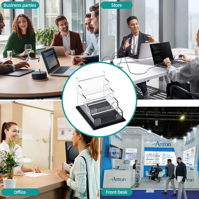 Alt view image 7 of 7 - Business Card Holder for DeskAcrylic Business Card Display Stand,Multiple Business Card Holders for Office, Exhibition, Home, Restaurant 4 Slot 1pcs Tier