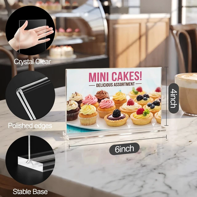 Alt view image 2 of 7 - Acrylic Sign Holder 4 x 6 Horizontal, 12 Pack Double-Sided