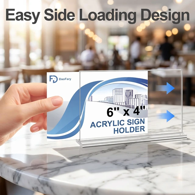 Alt view image 4 of 7 - Acrylic Sign Holder 4 x 6 Horizontal, 12 Pack Double-Sided