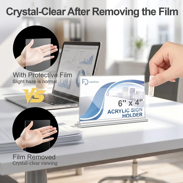 Alt view image 5 of 7 - Acrylic Sign Holder 4 x 6 Horizontal, 12 Pack Double-Sided