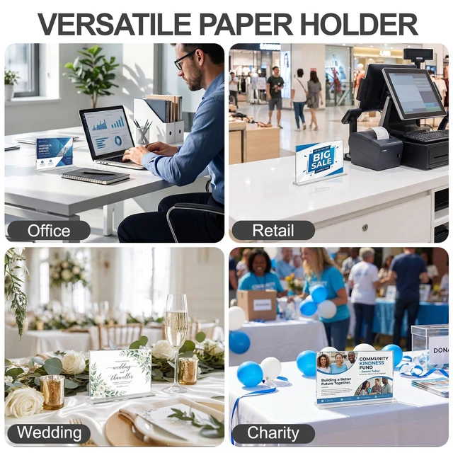 Alt view image 6 of 7 - Acrylic Sign Holder 4 x 6 Horizontal, 12 Pack Double-Sided