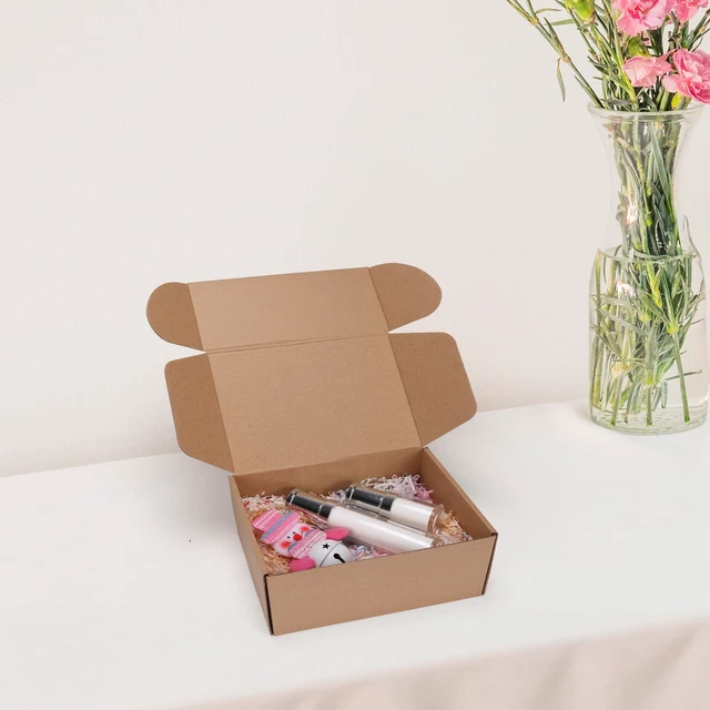 Alt view image 3 of 7 - 9x6x4 inch Cardboard Shipping Boxes, Set of 6 Gift Boxes, Brown Single Corrugated, DIY Cardboard, Easy Fold, Shape Well, Self locking, Book, Hat Shipping, Gift Wrap, Business Packaging