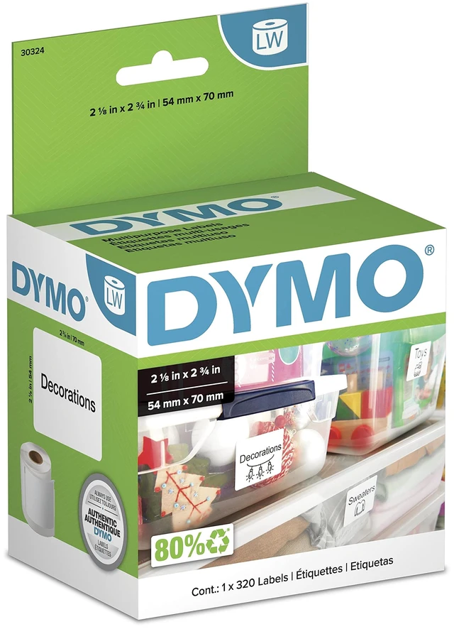 Main image of Authentic LW Large Multi-Purpose Labels, Labels for LabelWriter Label Printers, 2-1/8" x 2-3/4", 1 Roll of 320