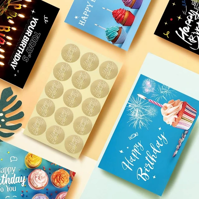 Alt view image 7 of 7 - 100 Happy Birthday Cards with Envelopes, 20 Unique Designs, Birthday Cards Bulk with Short Generic Message Inside, 4x6 inches, Assorted Birthday Cards Assortment for Business, Office and Personal