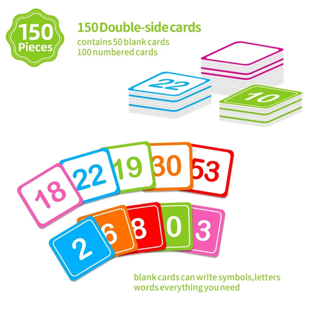 Alt view image 3 of 7 - 120 Pockets Hundred Pocket Chart with 150 Pieces Double-Sided Number Cards,Number Pocket Chart for Students Classroom Home Counting and Organizer (Black-120 Pockets)