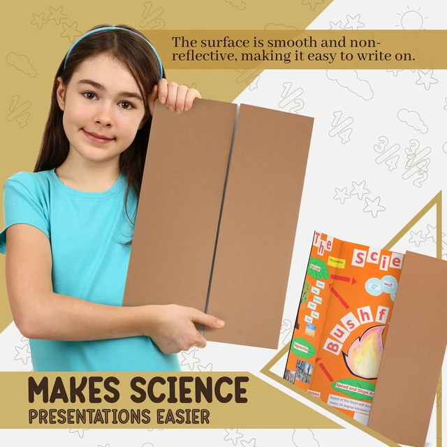 Alt view image 5 of 7 - White Trifold Presentation Board 36" x 48" (Pack of 4) Self-Adhesive Science Subtitles included - Display Exhibition Board Lightweight and Portable with Smooth Surface - by