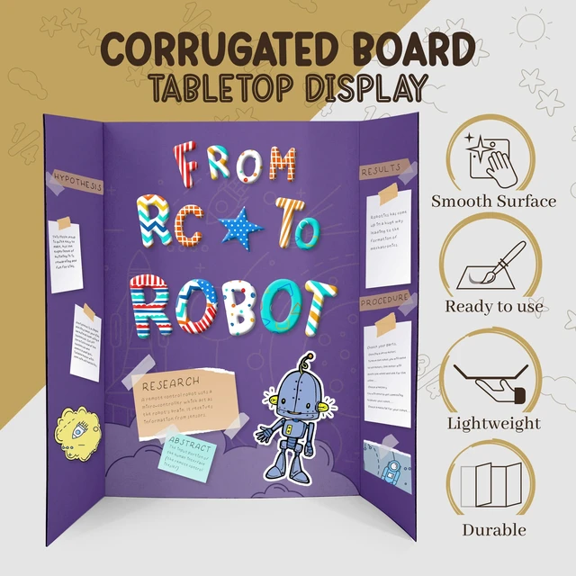 Alt view image 6 of 7 - White Trifold Presentation Board 36" x 48" (Pack of 4) Self-Adhesive Science Subtitles included - Display Exhibition Board Lightweight and Portable with Smooth Surface - by