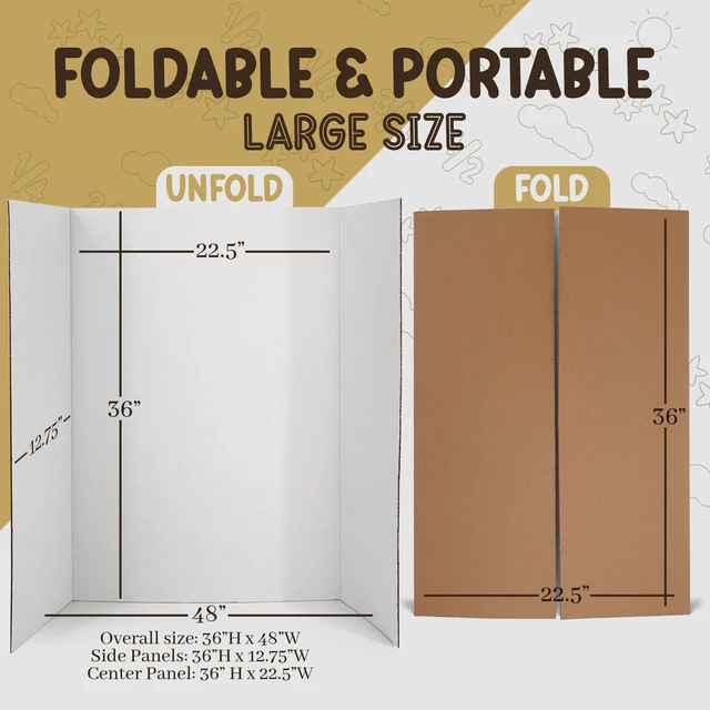 Alt view image 7 of 7 - White Trifold Presentation Board 36" x 48" (Pack of 4) Self-Adhesive Science Subtitles included - Display Exhibition Board Lightweight and Portable with Smooth Surface - by