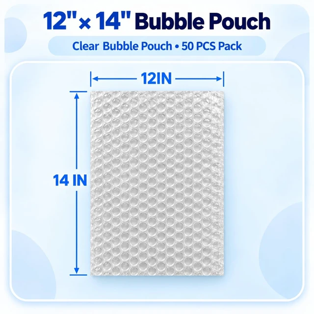 Alt view image 2 of 7 - 50PCS 12x14" Bubble Pouches, Clear Double-Wall Shockproof Protective Bags Double-Wall Thickening for Superior Cushioning,Shockproof & Lightweight. Ideal for Moving, Shipping, Packing & Storage