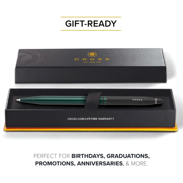 Alt view image 6 of 6 - Click Tuxedo Metallic Green Ballpoint Pen, Black Ink Writing Tool, Smooth Writing and Journaling, Comfortable Grip, Durable Construction, Medium Point Black Ink Refill