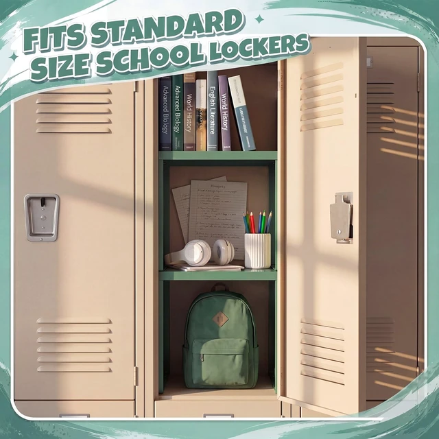 Alt view image 6 of 7 - 2 Pcs Metal Locker Organizer Shelf Stackable 2-Tier, Grayish Green Fits Standard School Office Gym Lockers, Sturdy Build, Open Grid Design for Visibility, 11x10x12 Inch Size, Hardware Included