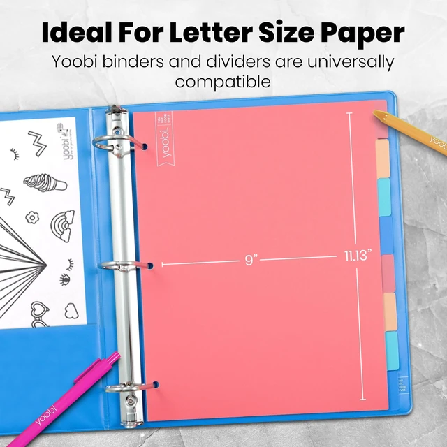 Alt view image 7 of 7 - 2 Inch 3-Ring Binder & 8-Tab Divider Set, 4-Pack, 2 Pockets, D Rings 3-Ring Binder + 8-Tab Divider Set, 2 Interior Pockets, Blank Sticky Labels Included, 4-Pack of Each