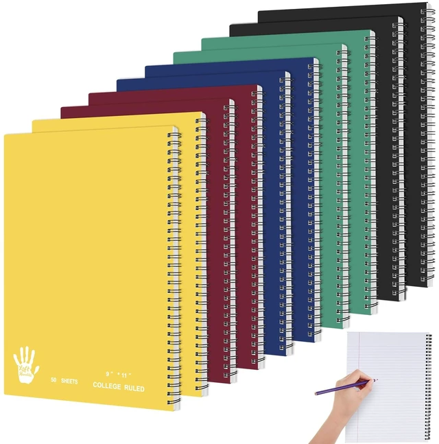 Main image of 10 Pcs Left Handed Spiral Notebook, Left-handed One Subject Notebook, 8.5" x 11", 50 Sheets, College-ruled, Assorted Color Covers (Vibrant)