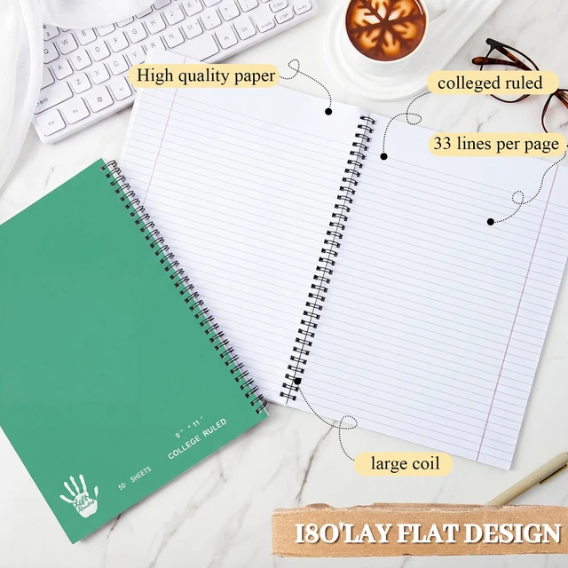 Alt view image 4 of 6 - 10 Pcs Left Handed Spiral Notebook, Left-handed One Subject Notebook, 8.5" x 11", 50 Sheets, College-ruled, Assorted Color Covers (Vibrant)
