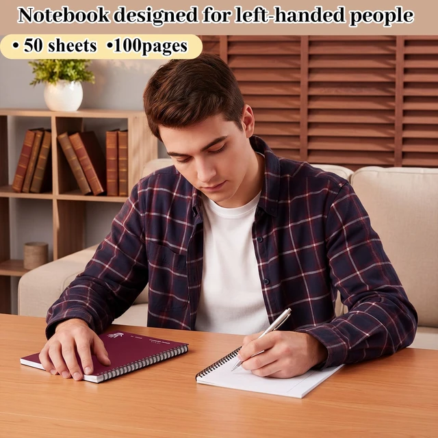 Alt view image 6 of 6 - 10 Pcs Left Handed Spiral Notebook, Left-handed One Subject Notebook, 8.5" x 11", 50 Sheets, College-ruled, Assorted Color Covers (Vibrant)