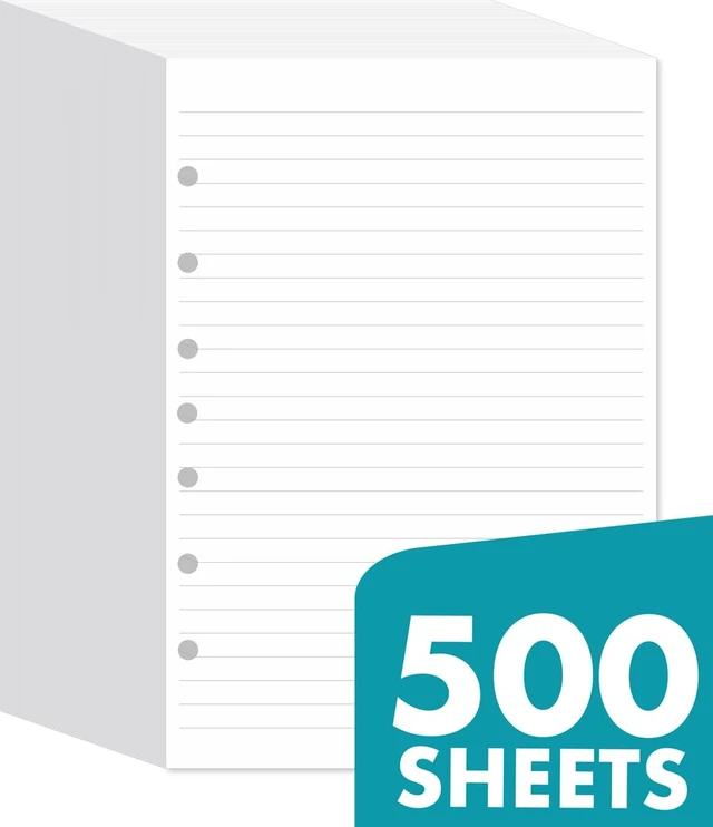Alt view image 2 of 5 - 7-Hole Lined Filler Paper Pack of 500 Sheets for Mini Binders, College Ruled, 5-1/2" x 8-1/2", White