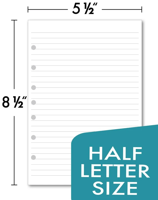 Alt view image 3 of 5 - 7-Hole Lined Filler Paper Pack of 500 Sheets for Mini Binders, College Ruled, 5-1/2" x 8-1/2", White