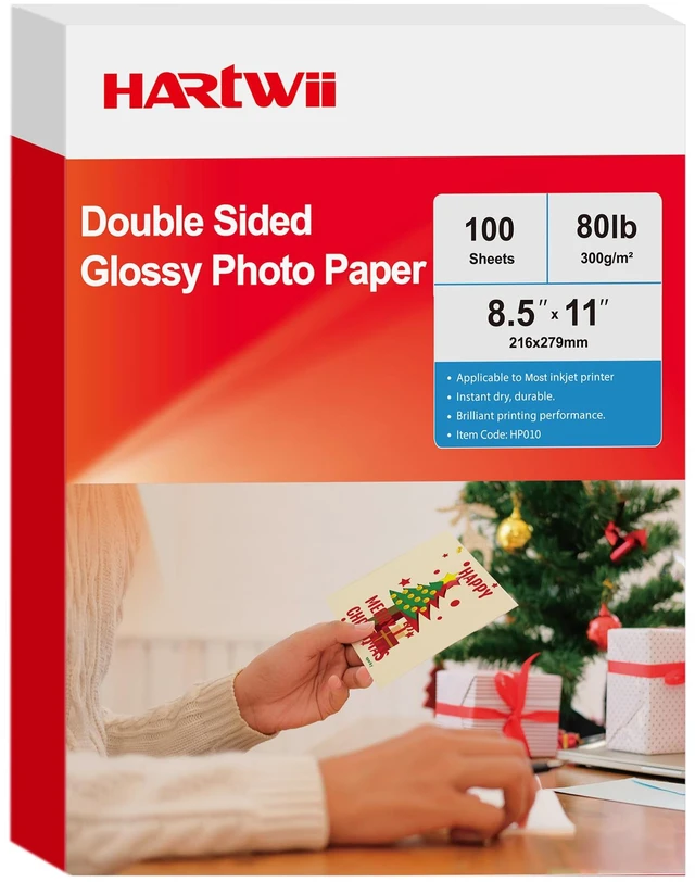 Main image of 300gsm Double Sided Glossy Thick Heavyweight Photo Paper 80LB 100 Sheets 8.5x11 Inches for Inkjet Printer and Dye Ink