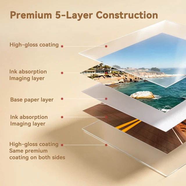 Alt view image 3 of 7 - 300gsm Double Sided Glossy Thick Heavyweight Photo Paper 80LB 100 Sheets 8.5x11 Inches for Inkjet Printer and Dye Ink