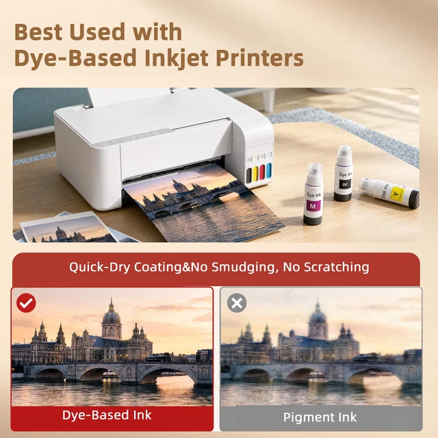 Alt view image 5 of 7 - 300gsm Double Sided Glossy Thick Heavyweight Photo Paper 80LB 100 Sheets 8.5x11 Inches for Inkjet Printer and Dye Ink