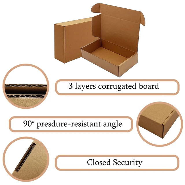 Alt view image 2 of 7 - Shipping Boxes 9x5x2 inch 50 Pack,Brown Corrugated Mailers for E-Commerce Small Business Packaging, Literature Mailer, Gifting, Wrapping, Moving, Storage, Recycled Cardboard Boxes, Kraft, Tuck Top