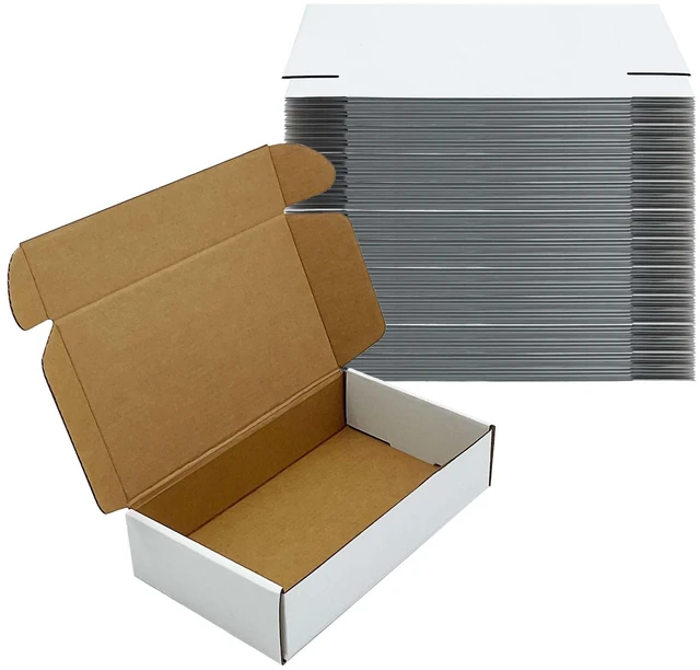 Main image of White Shipping Boxes 9x5x2 inch 50 Pack,Corrugated Mailers for E-Commerce Small Business Packaging, Literature Mailer, Mailing, Gifting, Wrapping, Moving, Storage, Recycled Cardboard Box, Tuck Top