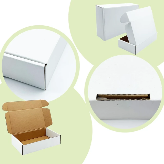 Alt view image 5 of 7 - White Shipping Boxes 9x5x2 inch 50 Pack,Corrugated Mailers for E-Commerce Small Business Packaging, Literature Mailer, Mailing, Gifting, Wrapping, Moving, Storage, Recycled Cardboard Box, Tuck Top