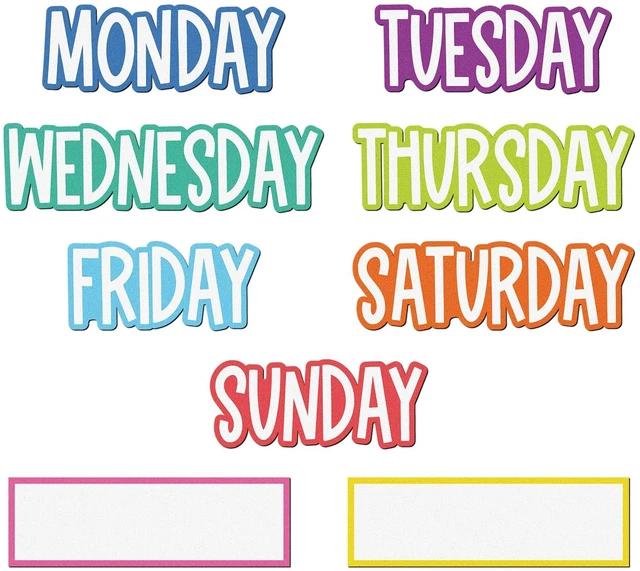 Main image of 9 Pcs Days of the Week Magnets for Whiteboard Calendar,Pastel Colorful Magnetic Weekday Tags for Classroom Fridge Locker, Includes 7 Day Cards with 2 Blank Frames, Reusable Planning Decor