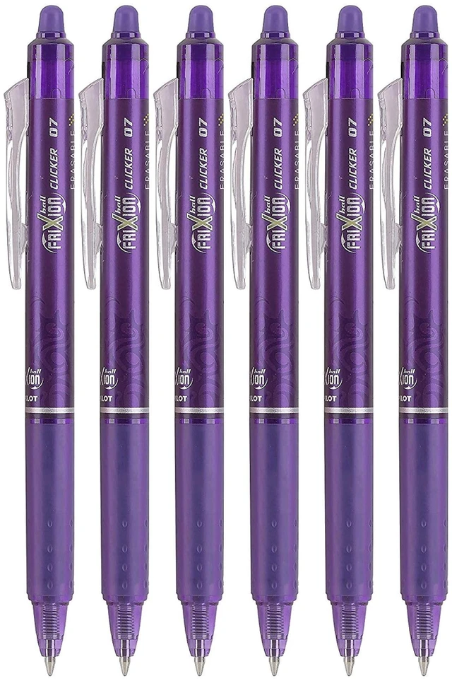 Main image of FriXion Clicker 0.7mm, Erasable Gel Pens, Fine Point, Purple Ink, Pack Of 6