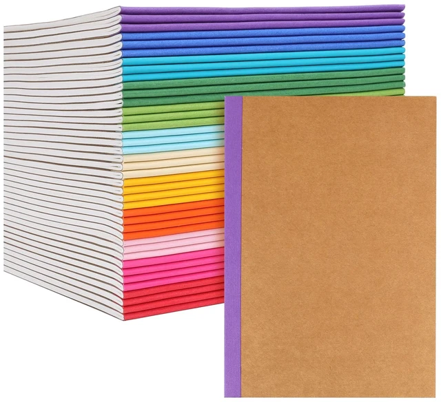 Main image of 40 Pack A5 Kraft Notebooks Bulk, Lined Journals Bulk Colors with Rainbow Spine, 60 Pages for Kids Writing, Travel, Students