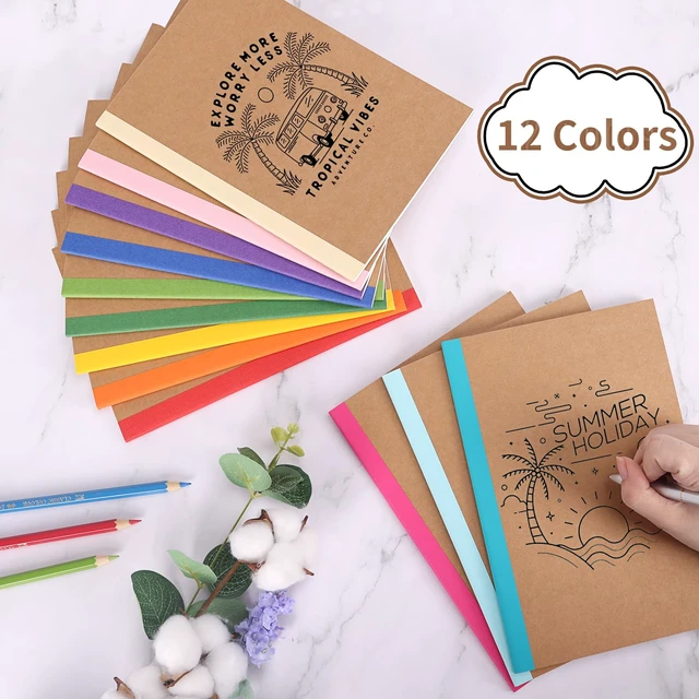 Alt view image 5 of 7 - 40 Pack A5 Kraft Notebooks Bulk, Lined Journals Bulk Colors with Rainbow Spine, 60 Pages for Kids Writing, Travel, Students