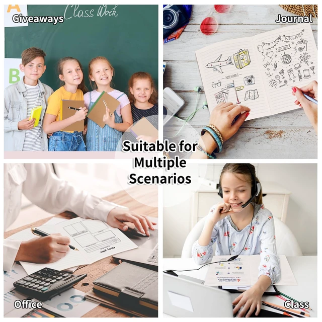 Alt view image 6 of 7 - 40 Pack A5 Kraft Notebooks Bulk, Lined Journals Bulk Colors with Rainbow Spine, 60 Pages for Kids Writing, Travel, Students