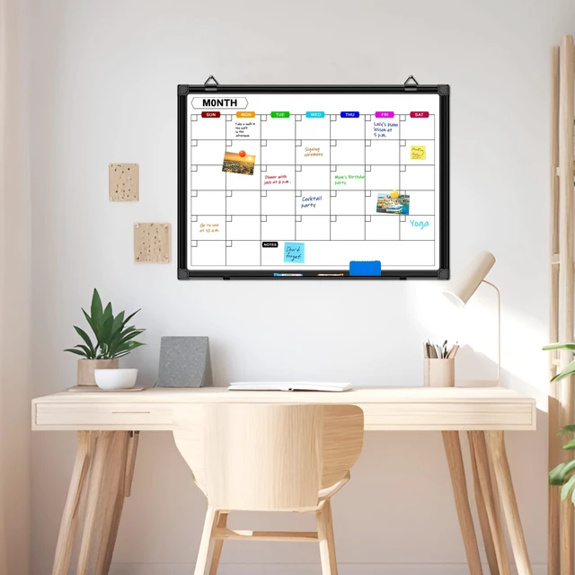 Alt view image 6 of 7 - Calendar Whiteboard for Wall 24" x 18", with Black Aluminum Frame Monthly White Board Calendar Dry Erase, Hanging Wall Mount, Dry Erase Board for Office Home and School