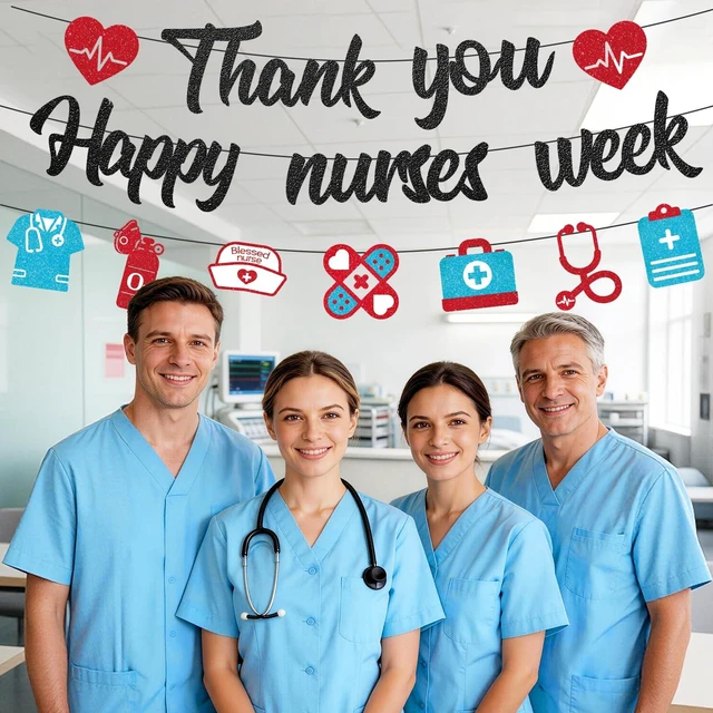 Alt view image 4 of 7 - Pre-strung Nurses Week Decorations 2026 Thank You Happy Nurses Week Banner Certified Nursing Home week Decorations Supplies